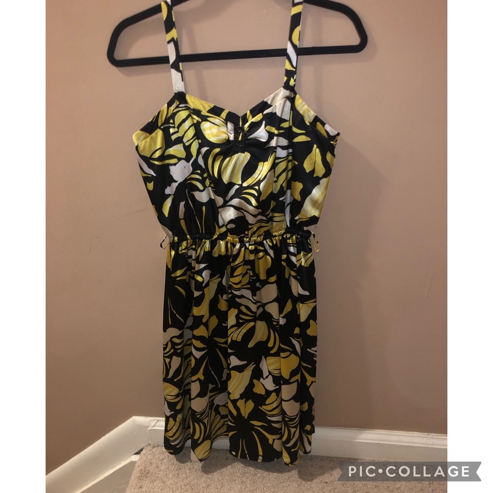Yellow and black floral dress